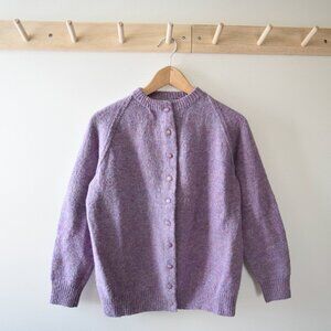 Vintage hand knit purple wool cardigan